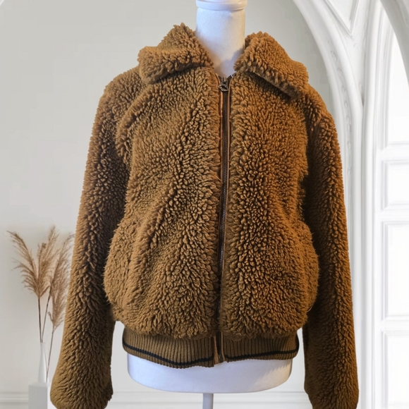 Bershka Jackets & Blazers - Bershka Tan Sherpa Jacket